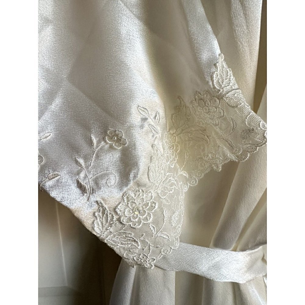 Oscar de La Renta Pink Label Ivory Large Long Sleeve Short Robe - Picture 6 of 6